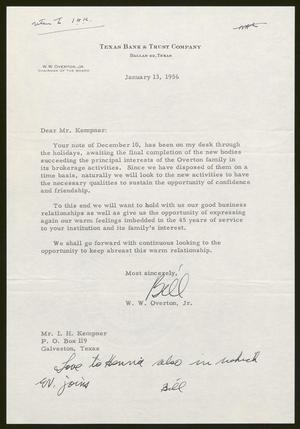 [Letter from W. W. Overton, Jr., to I. H. Kempner, January 13, 1956]