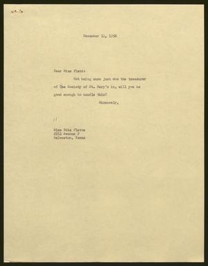[Letter from Isaac Herbert Kempner to Miss Etta Platte, December 11, 1956]
