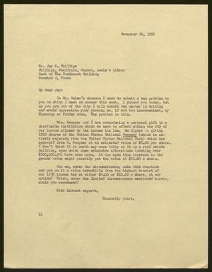 [Letter from I. H. Kempner to Mr. Jay A. Phillips, November 26, 1956]