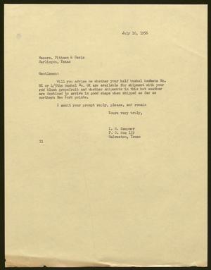 [Letter from Isaac H. Kempner to Pittman & Davis, July 16, 1956]