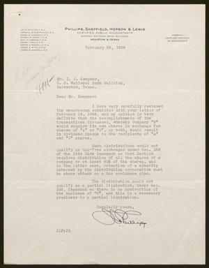 [Letter from Jay A. Phillips to I. H. Kempner, February 28, 1956]