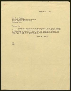 [Letter from Isaac H. Kempner to Jay A. Phillips, February 18, 1956]