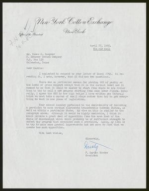 [Letter from F. Marion Rhodes to I. H. Kempner, April 27, 1962]