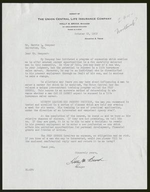 [Letter from Holly M. Brock to Harris L. Kempner, October 22, 1962]