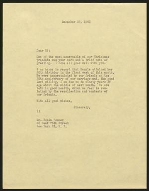 [Letter from I. H. Kempner to Edwin Posner, December 26, 1962]
