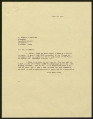 [Letter from Isaac H. Kempner to Charles O' Halloran, July 31, 1962]