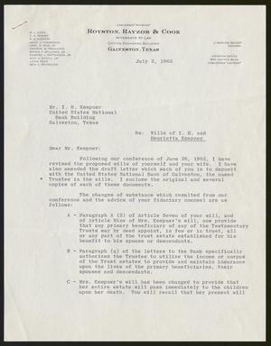 [Letter from Bryan F. Williams, Jr. to I. H. Kempner, July 2, 1962]
