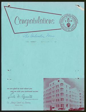 [Congratulatory Letter from St. Mary's School of Nursing, May 1962]