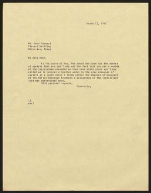 [Letter from Isaac H. Kempner to Maco Stewart, March 12, 1962]