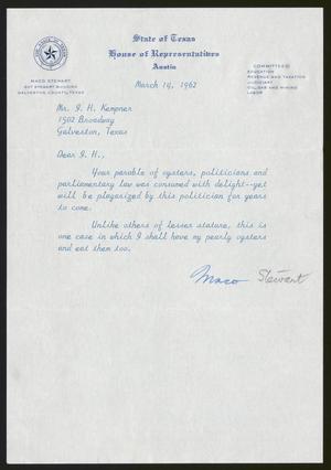 [Letter from Maco Stewart to I. H. Kempner, March 14, 1962]