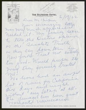 [Letter from Joe St. Mary to I. H. Kempner, February 17, 1962]