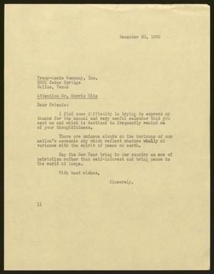 [Letter from Isaac H. Kempner to Tracy-Locke Company, Incorporated, December 20, 1962]