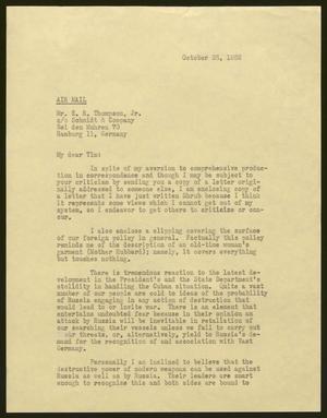 Primary view of object titled '[Letter from I. H. Kempner to E. R. Thompson, Jr., October 26, 1962]'.