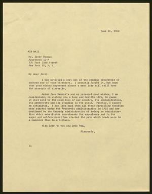[Letter from Isaac H. Kempner to Jerry Thomas, June 16, 1962]