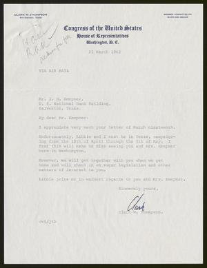 [Letter from Clark W. Thompson to I. H. Kempner, March 21, 1962]