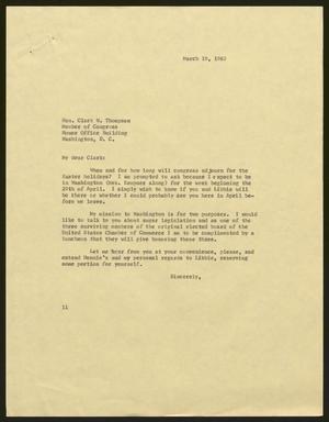 [Letter from Isaac H. Kempner to Clark W. Thompson, March 19, 1962]