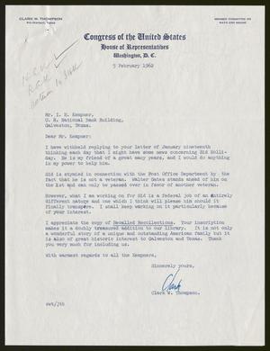 [Letter from Clark W. Thompson to I. H. Kempner, February 5, 1962]