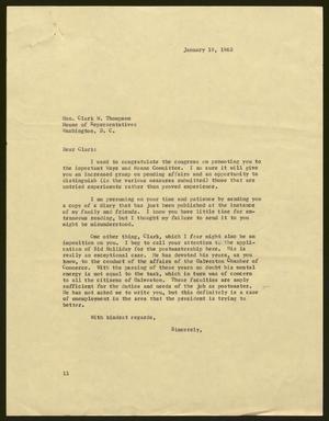 [Letter from I. H. Kempner to Hon. Clark W. Thompson, January 19, 1962]