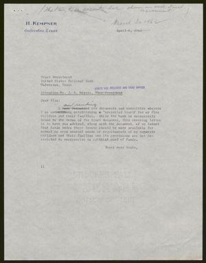 [Letter from I. H. Kempner to the Trust Department, March 30, 1962]