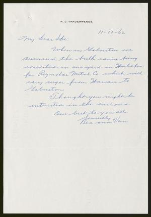 [Letter from Bea ana Van to I. H. Kempner, November 10, 1962]