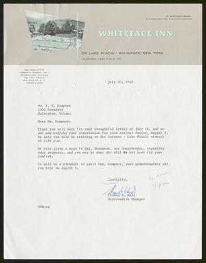 [Letter from Thomas F. Ward to Isaac H. Kempner, July 20, 1962]