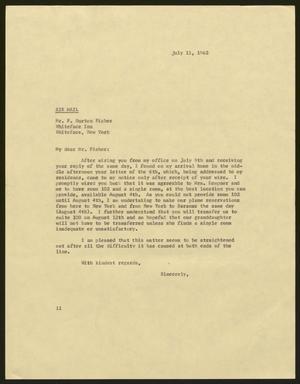 [Letter from Isaac H. Kempner to F. Burton Fisher, July 11, 1962]