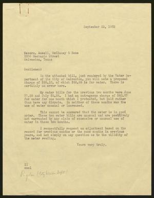 [Letter from I. H. Kempner to Ansell, McKinney and Ness, September 23, 1963]