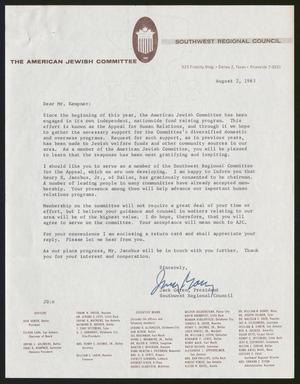 [Letter from Jack Goren to I. H. Kempner, August 2, 1963]