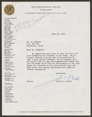 [Letter from Nathan C. Belth to I. H. Kempner, July 22, 1963]