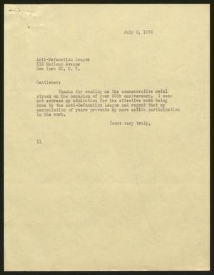 [Letter from Isaac H. Kempner to Anti-Defamation League, July 5, 1968]