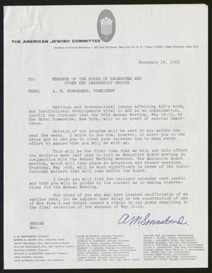 [Letter from American Jewish Committee, February 14, 1963]