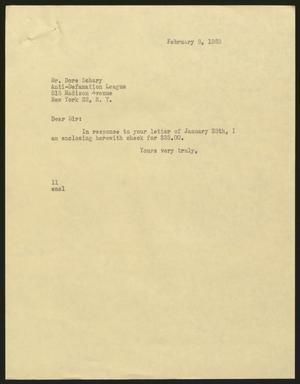 [Letter from Isaac H. Kempner to Dore Schary, February 8, 1963]