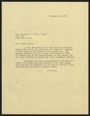 [Letter from Isaac H. Kempner to Theodore B. Stubbs, February 20, 1963]