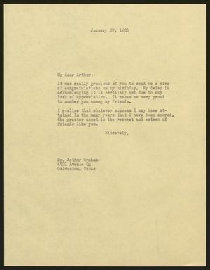 [Letter to Arthur Graham, January 29, 1963]