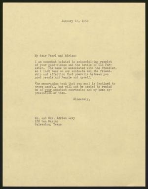 [Letter from I. H. Kempner to Mr. and Mrs. Adrian Levy, January 18, 1963]
