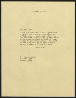 [Letter from I. H. Kempner to Lucille Little, February 20, 1963]