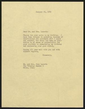[Letter from I . H. Kempner to Mr. and Mrs. MacDonald Lynch, January 22, 1963]