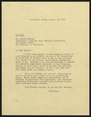 [Letter from I. H. Kempner to Mr. Donald Maclean, January 28, 1963]