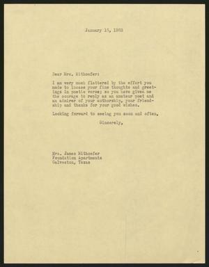 [Letter from I. H. Kempner to Mrs. James Mithoefer, January 16, 1963]
