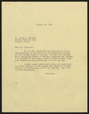 [Letter from I. H. Kempner to Mr. Irvin M. Shlenker, January 28, 1963]