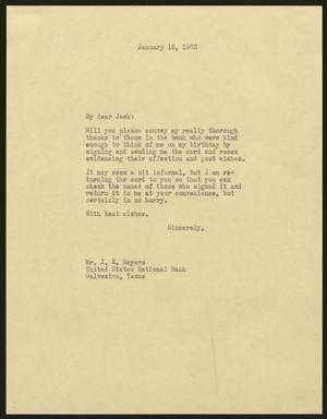 [Letter from I. H. Kempner to Mr. Jack E. Meyers, January 15, 1963]