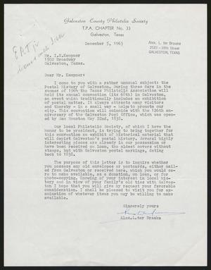 [Letter from Alex L. Braake to I. H. Kempner, December 5, 1963]