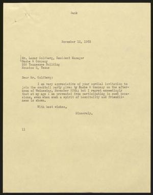 [Letter from Isaac H. Kempner to Lazar Goldberg, November 12, 1963]