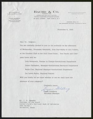 [Letter from Lazar Goldberg to I. H. Kempner, November 8, 1963]