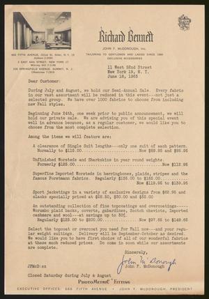 [Letter from Richard Bennett, June 18, 1963]