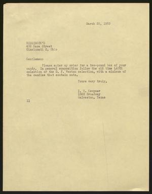 [Letter from Isaac H. Kempner to Bissinger's, March 29 1963]
