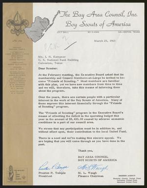 [Letter from The Bay Area Council Boy Scouts of America, March 20, 1963]