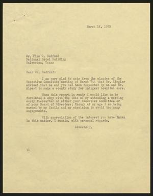 [Letter from Isaac H. Kempner to Fine G. Bedford, March 14, 1963]