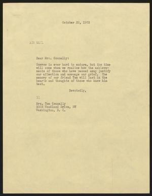 [Letter from Kempner, Isaac Herbert to Tom Connally, October 29, 1963]