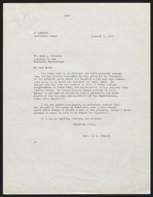 [Letter from Isaac H. Kempner to Ross A. Collins, January 9, 1957]